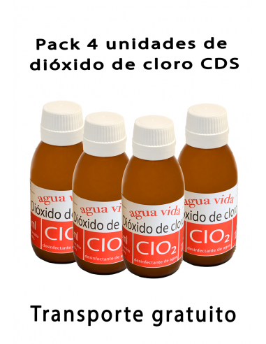 Pack 4 unid. dióxido de cloro (CDS) 125 ml