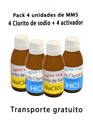 Pack  MMS clorito sodio + Activador HCL 4 x 2 un
